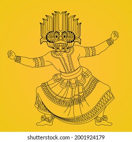 Sri Lankan Traditional Devil Mask dancer silhouette design