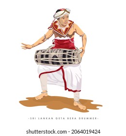 Sri Lankan Traditional Geta Bera Drummer, Vector illustration