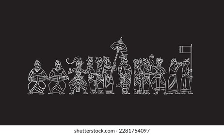 Vector de procesión tradicional de Sri Lanka