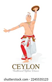 Sri Lankan Traditional Raban Dance, Kandy, Sri Lanka, Asia, Vector Illustration Art