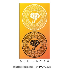 Sri Lankan_Elephant_002 Vector. Set of big gray lankan elephants Face cartoon animal design vector illustration on white background