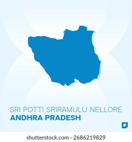 Mapa del distrito de SRI POTTI SRIRAMULU NELLORE, Andhra Pradesh, India - Esquema de Vector editable.