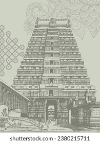 Sri Ranganathaswamy Temple, Srirangam Vector illustration with kolam and mandala  svg