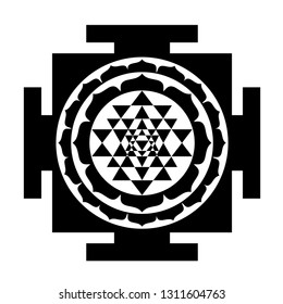 The Sri Yantra or Sri Chakra, form of mystical diagram, Shri Vidya school of Hindu tantra symbol. Sacred geometry vector design element. Vector illustration. Alchemy, occultism, spirituality.