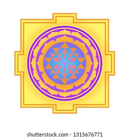 The Sri Yantra or Sri Chakra, form of mystical diagram, Shri Vidya school of Hindu tantra symbol. Sacred geometry vector design element. Vector illustration. Alchemy, occultism, spirituality.