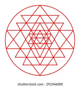 Sri Yantra Detail, Sacred Geometry, Triangles Design Vector, 