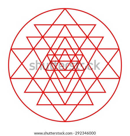 sri yantra detail sacred geometry triangles stock vector royalty