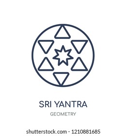 Sri yantra icon. Sri yantra linear symbol design from Geometry collection. Simple outline element vector illustration on white background.