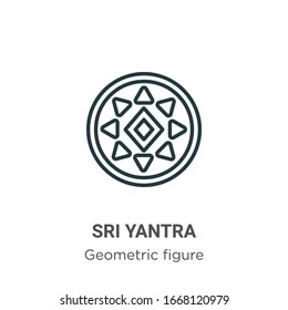 Sri yantra outline vector icon. Thin line black sri yantra icon, flat vector simple element illustration from editable geometry concept isolated stroke on white background