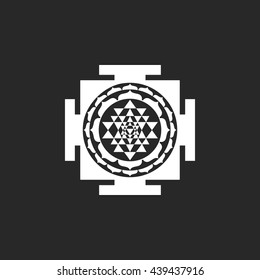 Sri Yantra symbol sign simple icon on background