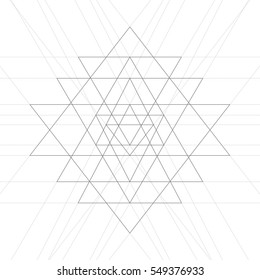 Sri Yantra, A Vector Illustration Of Mystical Diagram, Hindu Symbol