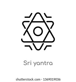 sri yantra vector line icon. Simple element illustration. sri yantra outline icon from geometry concept. Can be used for web and mobile