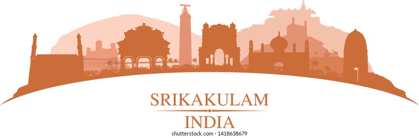 Srikakulam India City Brown color shade silhouette, srikakulam Cityscape with landmarks 