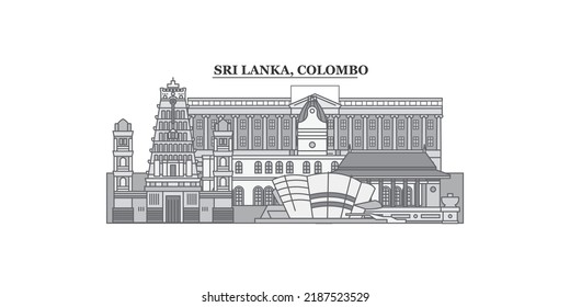 Sri-Lanka, Colombo city skyline isolated vector illustration, icons