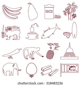 Sri-lanka country symbols outline icons set eps10