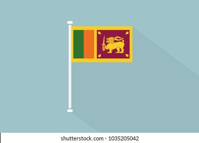 Srilanka Flag with flagpole,vector illustration