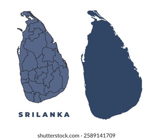 Srilanka flat and outline vector map set