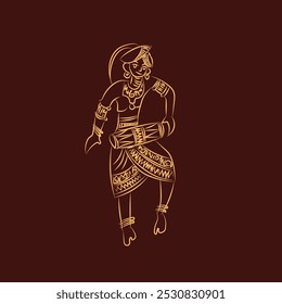 Srilankan traditional dancer vector drawing