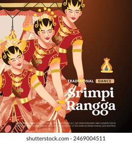Srimpi Rangga Dance Indonesia culture cell shaded hand drawn illustration