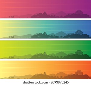 Srinagar Multiple Color Gradient Skyline Banner