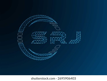 SRJ low poly letter logo vector design. SRJ lower poly logo design. Low poly logo.