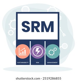 SRM - Sustainability Risk Management acronym. business concept background. vector illustration concept with keywords and icons. lettering illustration with icons for web banner, flyer, landing