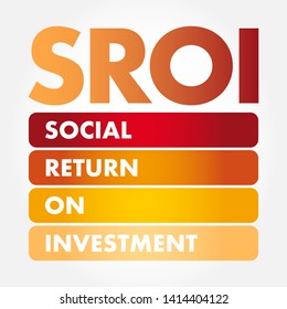 SROI Social Return On Investment - costs and benefits to society of investment in education, acronym text concept background