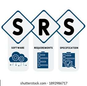 SRS - Software Requirements Specification  acronym. business concept background.  vector illustration concept with keywords and icons. lettering illustration with icons for web banner, flyer, landing