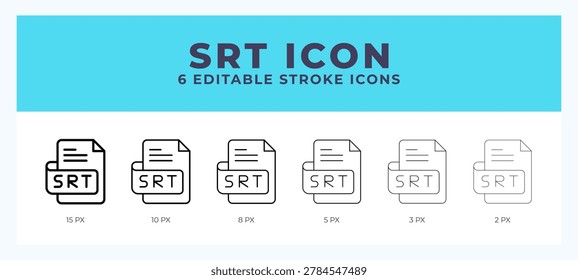 Srt file icon vector for web. And mobile app. Editable stroke outline icon.