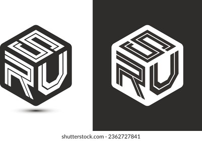 SRU letter logo design with illustrator cube logo, vector logo modern alphabet font overlap style. Premium Business logo icon. White color on black background