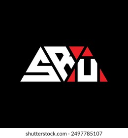 Diseño de logotipo de letra triangular SRU con forma de triángulo. Monograma del diseño del logotipo del triángulo de SRU. PLANTILLA del logotipo del Vector del triángulo de SRU con color rojo. Logotipo triangular de SRU Simple, elegante y lujoso
