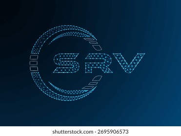 Projeto vetorial de logotipo de letra polimérica baixa SRV. Design com logotipo SRV lower poly. Logotipo poli baixo.