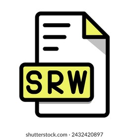 SRW File Format Icon. Vector. Outline Style With Long Shadow.