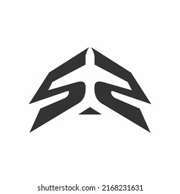 SS or 55 logo with a plane in the center