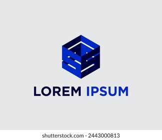 Monograma de caja de SS logotipo isométrico vector geométrico corporativo empresa logotipo editable