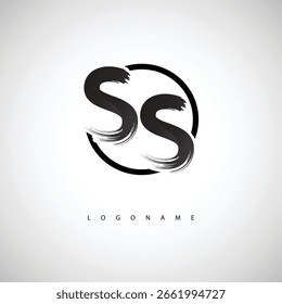 SS Brush Stroke Logo – Símbolo Artístico Moderno con Textura de Tinta para Branding Creativo y Diseño de Identidad Visual