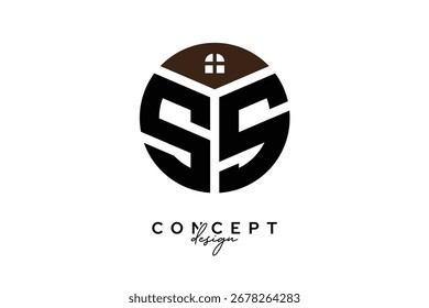 Diseño de concepto de logotipo de monograma de bienes raíces creativo de SS en forma de círculo