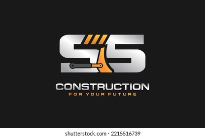 SS Dozer Logo Vektor für Bauunternehmen. Schwere Geräte Vorlage Vektorgrafik für Ihre Marke.