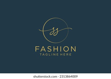 SS Feminine logo beauty monogram and elegant logo design, handwriting logo of initial signature, wedding, fashion, floral and botanical with creative template.