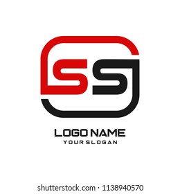 SS initial box letter logo template vector