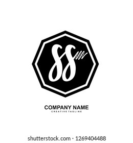 SS Initial Handwriting Logo Template Vector 