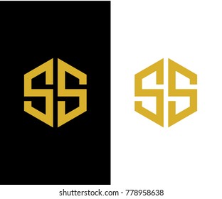 SS initial hexagon icon. letter. logo vector