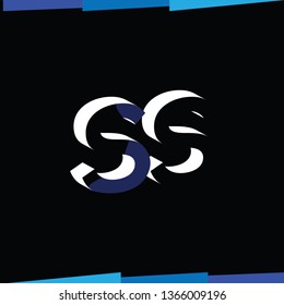 SS Initial Letter logo in negative space vector template