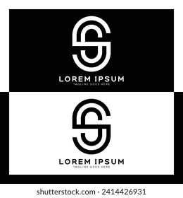 Las letras iniciales de SS vincularon el elegante logo. monograma de diseño de patrones de letras S y S