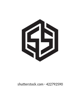 SS initial letters looping linked hexagon monogram logo