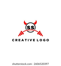 SS initial monogram for fitnes or gym logo with devil style design
