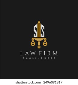 SS initial monogram for lawfirm logo with sword and scale