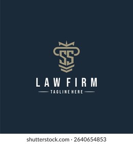 SS initial monogram logo law firm with pillar design