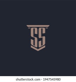 SS initial monogram logo with pillar style design
