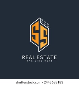 Logo del monograma inicial de SS para el diseño creativo inmobiliario.
